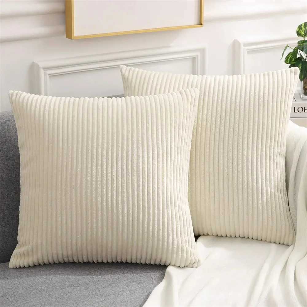 Olanly Corduroy Cushion Cover 45x45 Soft Fluffy Strip Pillow Cover 50x50 Luxury Decorative Home Pillow Case For Sofa Living Room H260330-image-1099631270