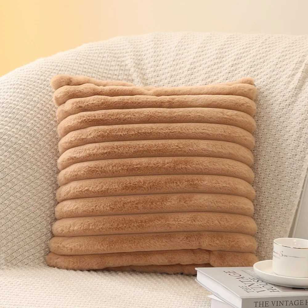 New Soft Square Pillow Cushion Cover Thick Striped Solid Color Throw Pillow Cover Nordic Sofa Decor Pillow Case Protector H260330-image-1099629874