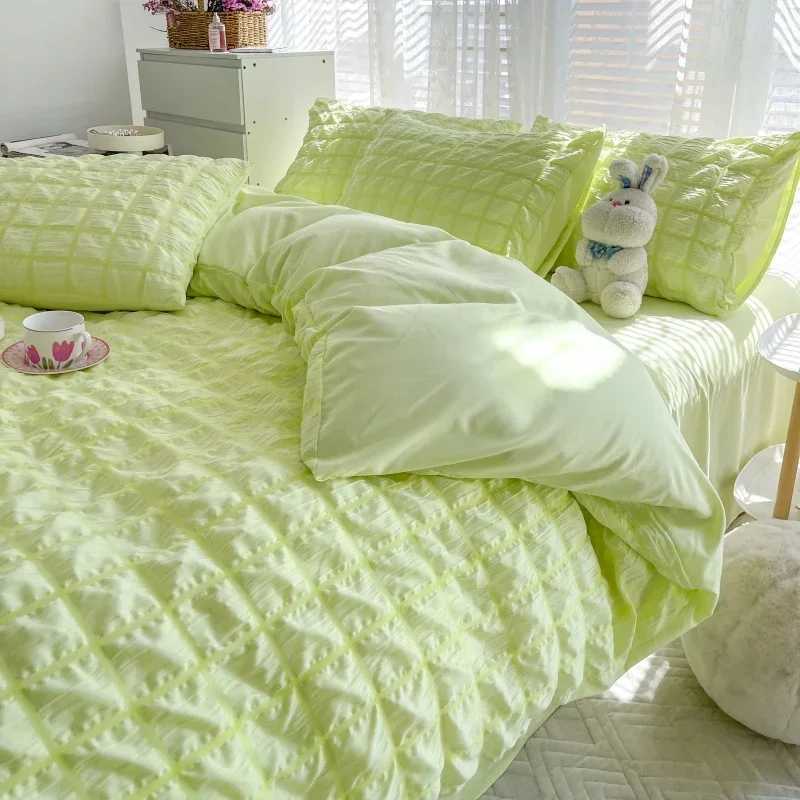 Check Bubble Fabric Bed Set Pucker Duvet Cover Pillowcase Bedding Set Bed Sheet Quilt Cover Single Queen King Size 4 Pieces Sets H260402-image-1100072633