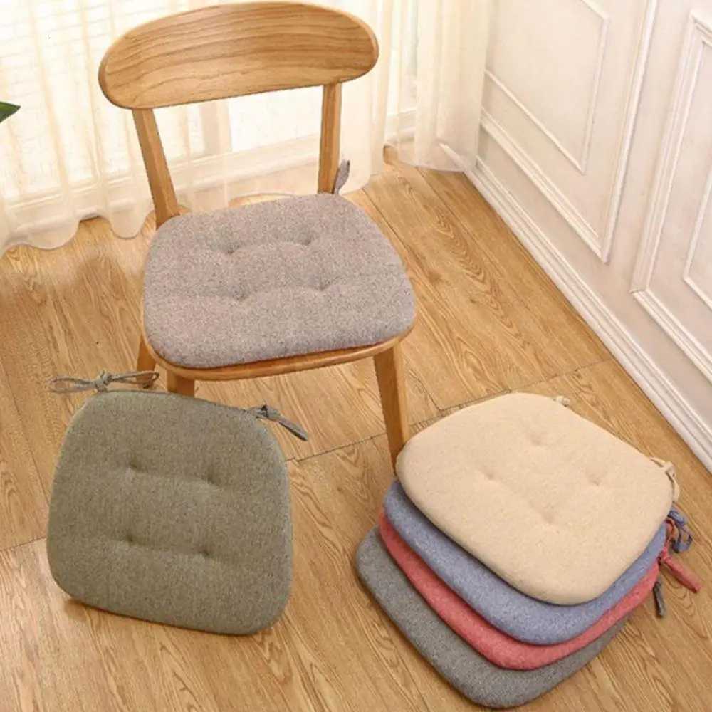 Winter Dining Chair Cushion Cotton Linen Seat Pad Thicken Warm Horseshoe-shaped Chair Cushions Sitting Cushion Home Use Cushion H260330-image-1099630215