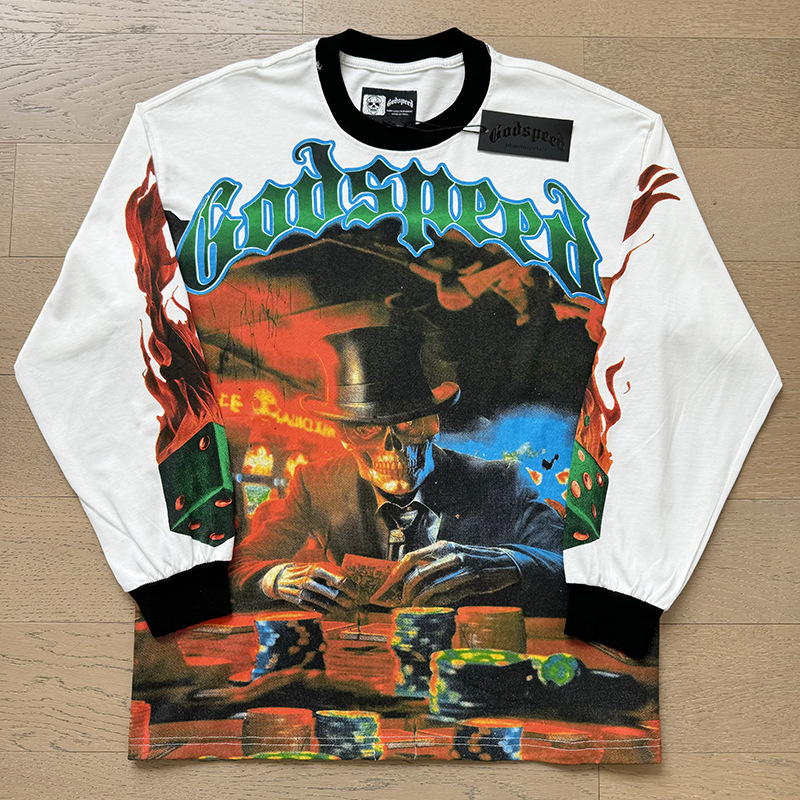 Godness Speedness Long Sleeve Designer Graphic Sweatshirts Retro Classic Skull Printed Pattern Hipster Fabric Street High Quality Godds Speedss Long