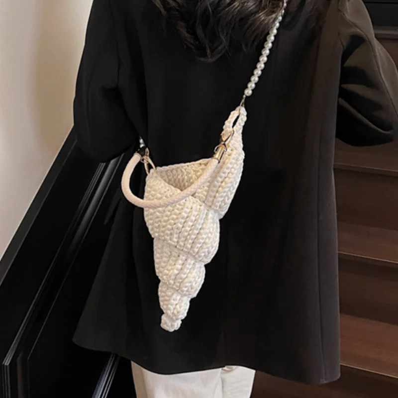 Mode tissé à la main coquille de conque y perle chaîne sac à bandoulière de haute qualité plage vacances sacs femmes mignon coquillage sac à main