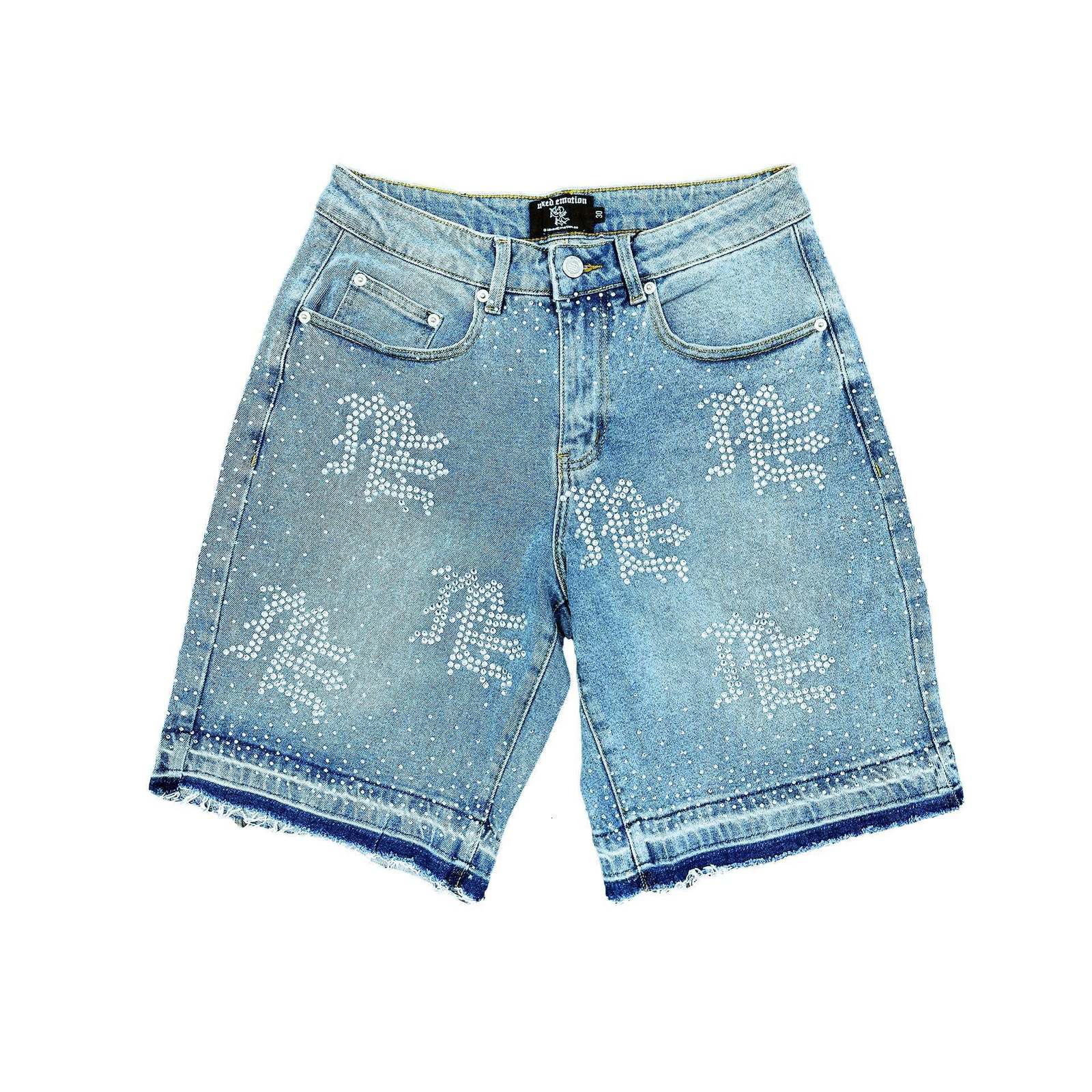 Style américain strass Denim Shorts femmes été taille haute trou bord brut pantalon Sexy mince tout assorti jean court 250822