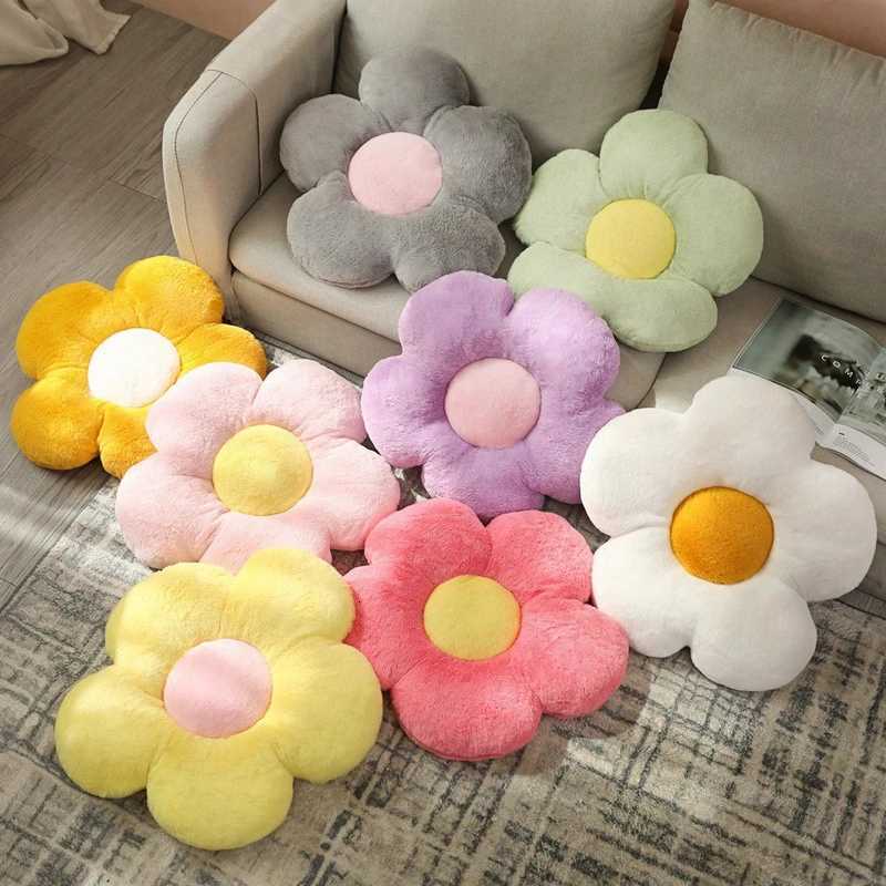12/35cm Stuffed Five Petal Flower Cushion Girly Room Decor Sunflower Pillow Bay Window Pink Flower Sit Bedroom Seat Pillow H260330-image-1099630104