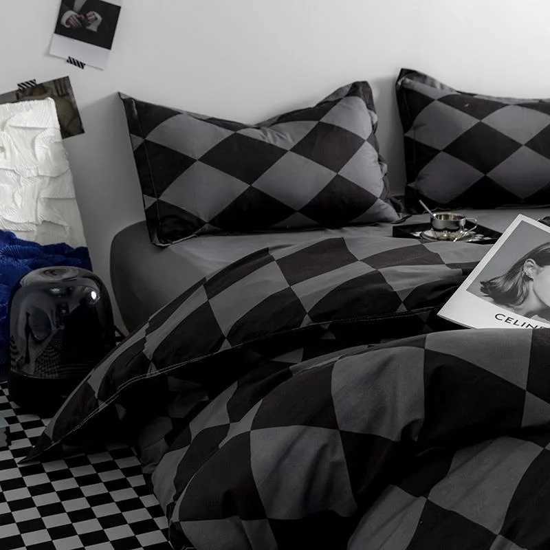 INS Nordic Style Bedding Set Minimalist Mix Match Striped Quilt Cover Hot Sale Bedclothes Spring Fresh Flower Duvet Cover Set H260402-image-1100072509