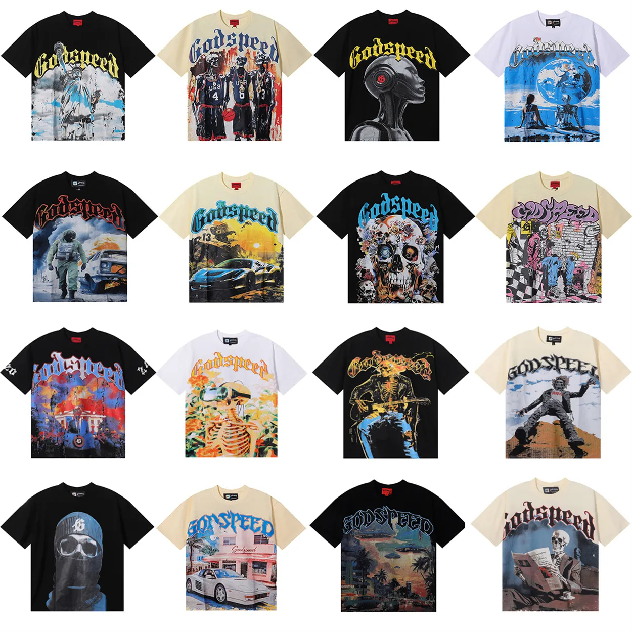 2026 Luxury Godesspeedy Designer Tshirt Hip Hop Tee Beach Hipster Fabric Street Printing Men Women Street Casual Washed Black Short Sleeve Tops S