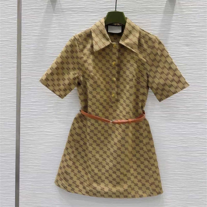 Robe de créateur pour femme Lettre Imprimer Kaki Floral Robes Classiques de haute qualité Col rond Manches courtes Robes de soirée de luxe