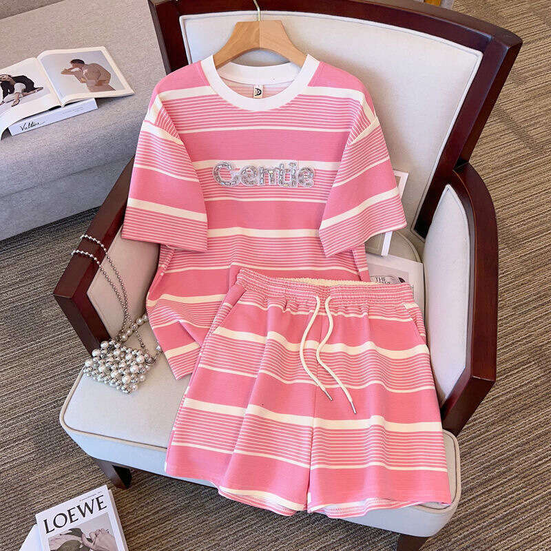 Plus Size Short Sleeve Shorts Two-Piece Set Casual Sports Outfit Summer Fashion Women's Clothing