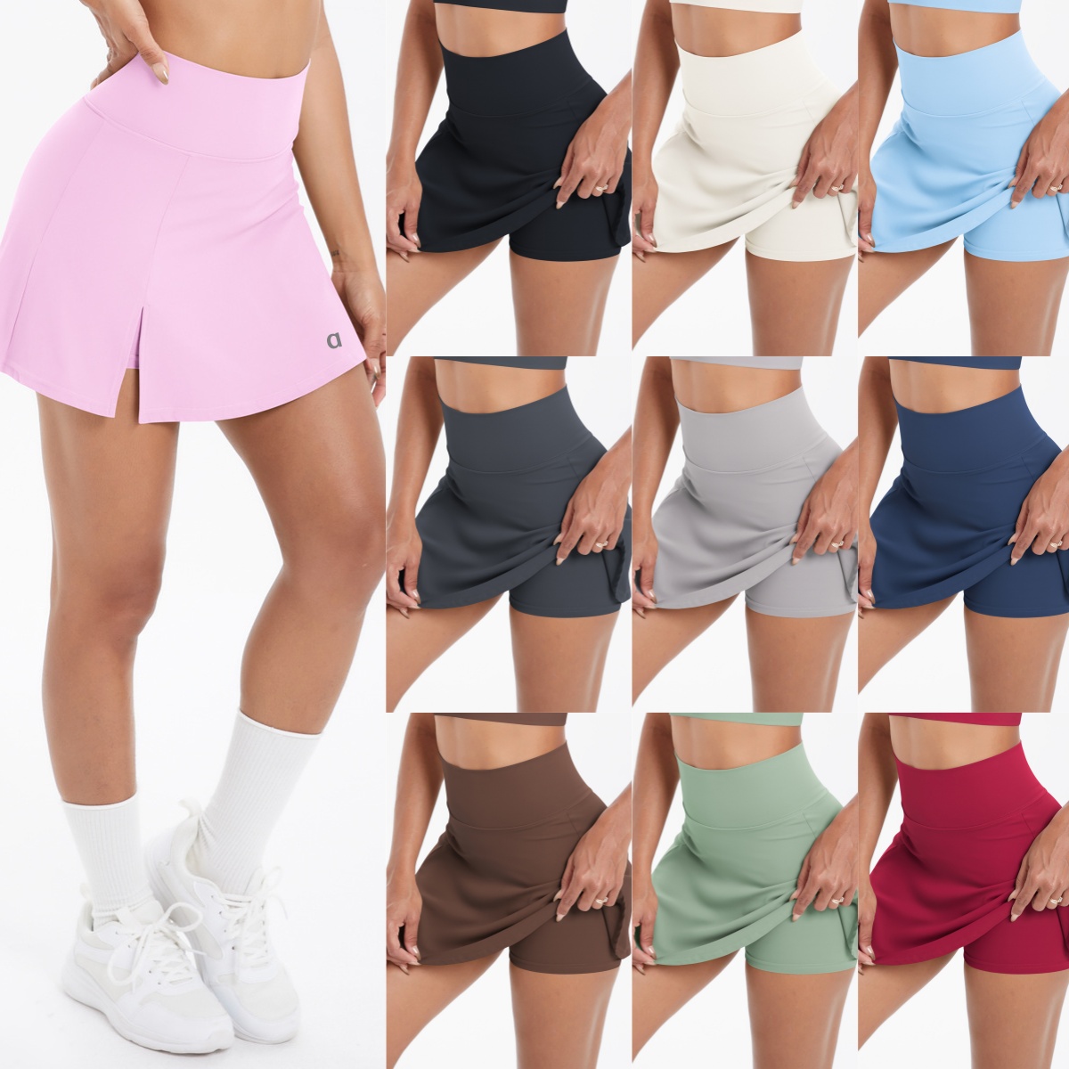 A2028 High-Waist Breathable Yoga Short SkirtsComfort Fit Mini Culottes Durable Sports Wear for Active Lifestyles by Athleisure Designers Tennis Skir