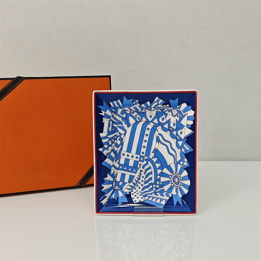 Boîte à bijoux de créateur Accueil Plateau à bijoux Cendrier pour hommes Plaque de rangement de luxe Boîtes en céramique Motif imprimé Étuis à bi