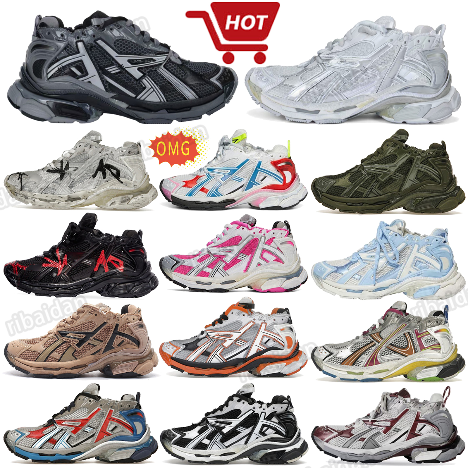 Runner 7.0 sneakers shoes designer Trainers runners 7 Graffiti Trainer women men multicolor Grey Blue Orange Aqua Matte Black White GGsia#-image-883945196