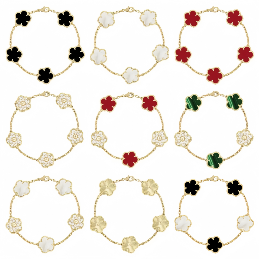 Gold clover bracelet designer bracelet four leaf jewlery designer for women clover braclets business formal casual fashion 4 leaf clover jeweller-image-1099703227