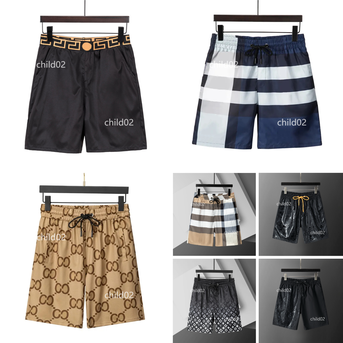Men's Shorts Designer Mens Swim Trunks Quick Dry Summer Beach Shorts with Pockets Beach Shorts Bathing Suits for Men - with Mesh Liner Luxury P