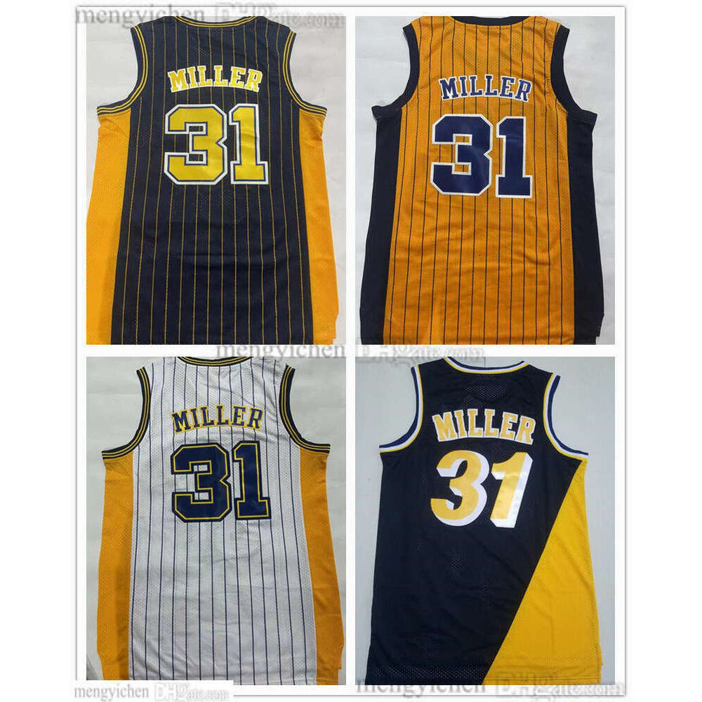 Mans Retro Basketball Jerseys Reggie Miller 31 R.Miller Vintage Mesh All Stitched