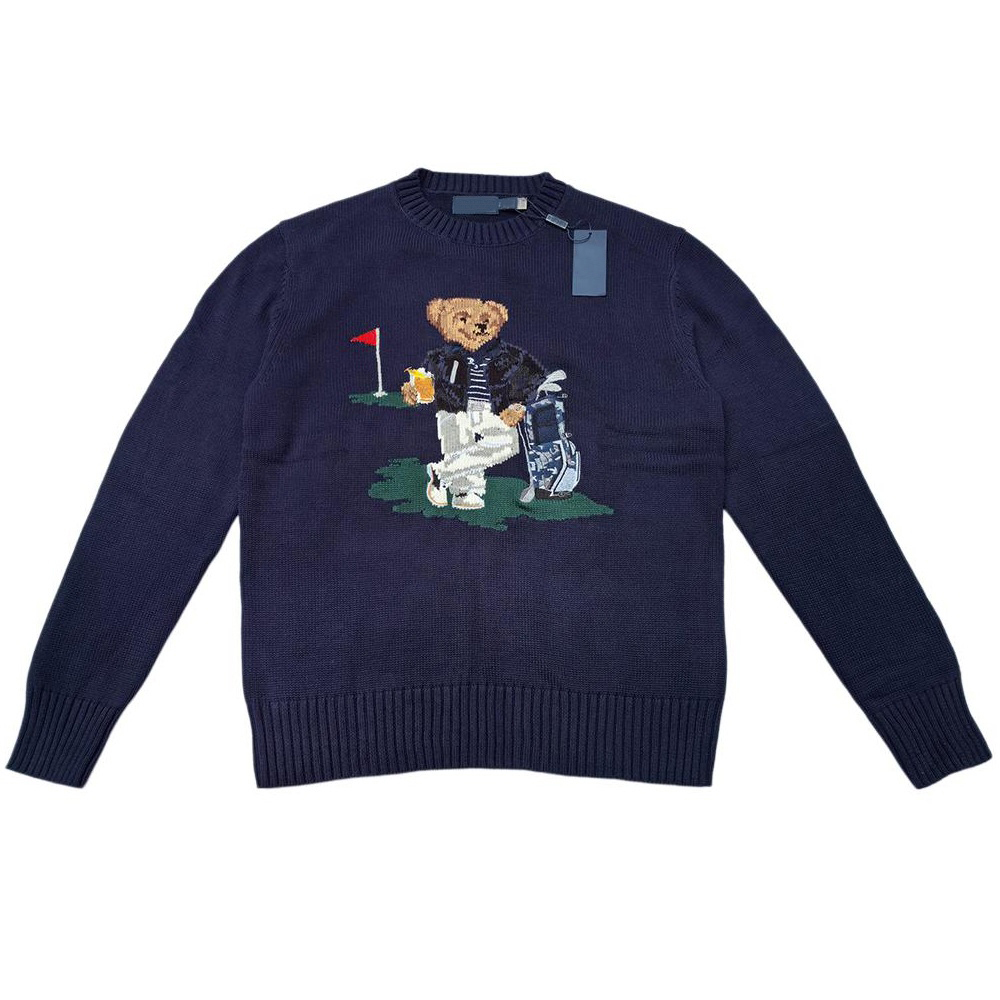 Top Designer Mens Sweaters Crewneck Knitted Sweater Jumpers Bear American Flag Trendy Winter HighEnd Comfortable Cotton Men Raph Pullover Chandails