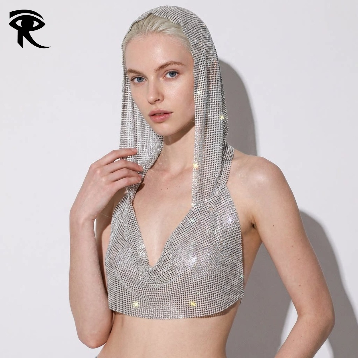 2026 Femmes Punk Hip Hop Strass À Capuchon Spaghetti Sangle Cami Débardeur Y2K Baddie Sexy Métal Accent Porter-Extérieur Plein Pavé Recadré Origi