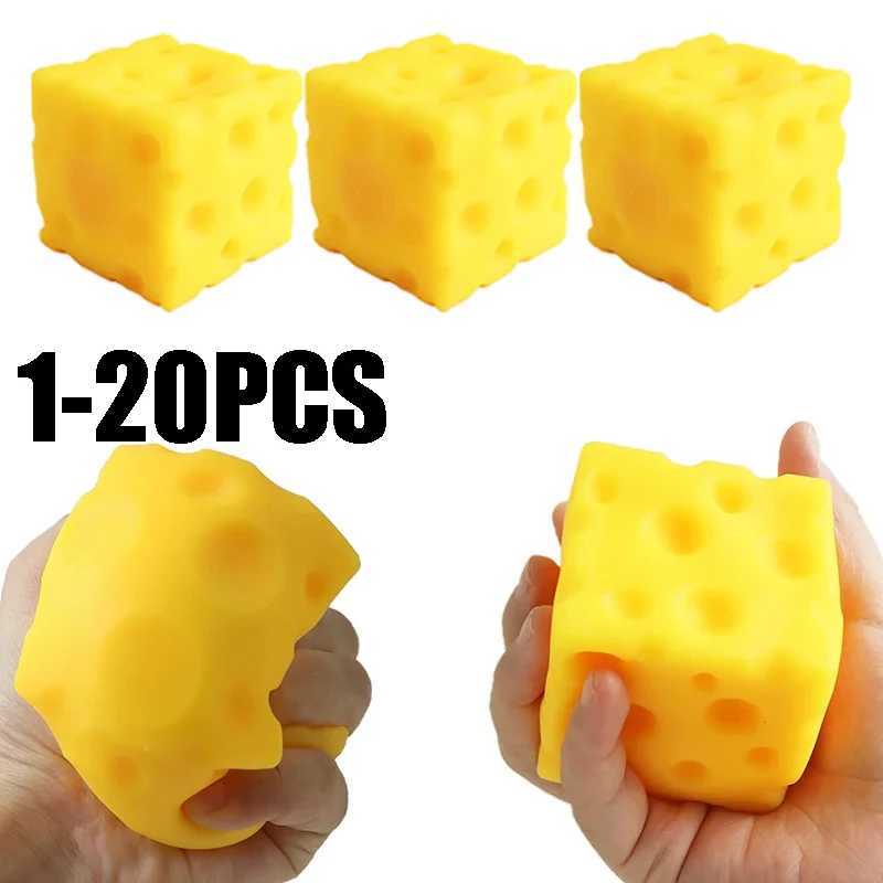 Soft Cheese Squeeze Toy Novelty Bouncing Sensory Fidget Cube for Stress Relief Relaxation Focus Training Fun Rubber Plaything H260330-image-1099685192