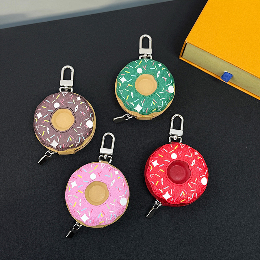 Porte-clés Designer Burger Donut Lanyard Personnages Porte-clés Mode Chocolat Motif Floral À La Main En Cuir Corde Suspendue Hommes Porte-clés Fe