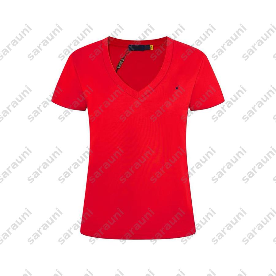 Fashion Womens Tops 2026 Summer Simple Casual Versatile V Neck Short Sleeved Classic Animal Logo High Quality Commuting Tshirt