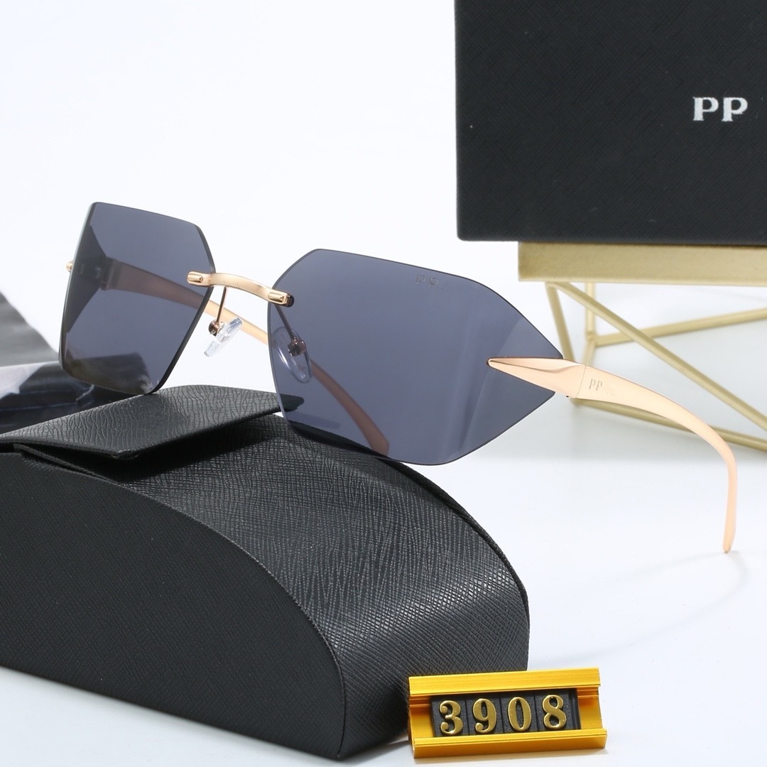 High Quality Mens Womens Rectangle Sunglasses Designer Irregular Eyewear Glasses Gold Metal Black Glass Lenses
