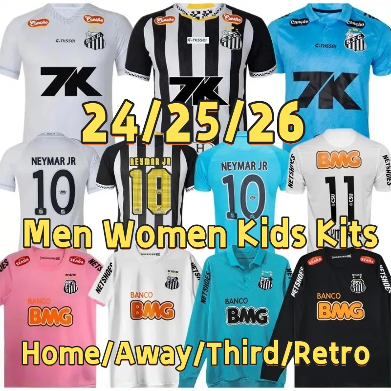 2025 2026 Santos retro soccer jersey Pele NEYMAR JR Gabriel Ganso Elano Borges Felipe Lucas Anderson vintage classic football Men kids kit shirts je