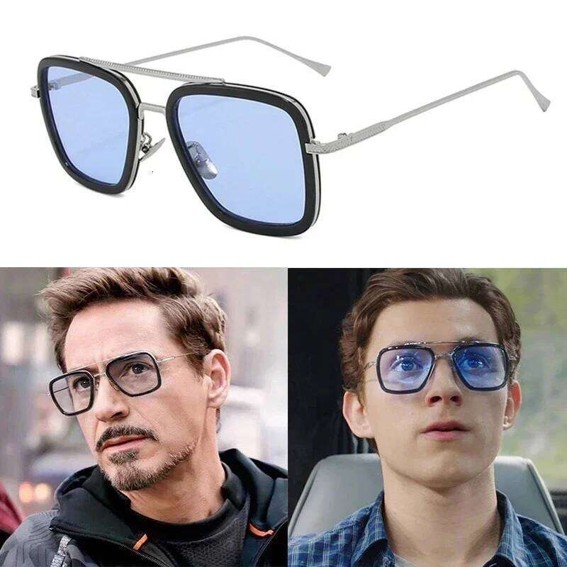 2026 Fashion Tony Stark Sunglasses Iron Man Sun Glasses Vintage Square Metal Frames 26Y0331 Free Shipping T1