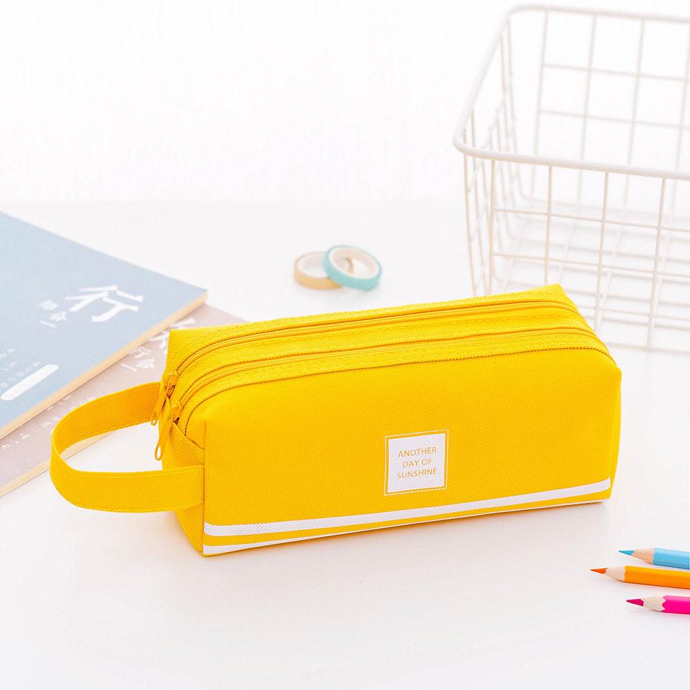 Trousse à crayons à Double fermeture éclair en tissu Oxford M14, grande capacité pour papeterie