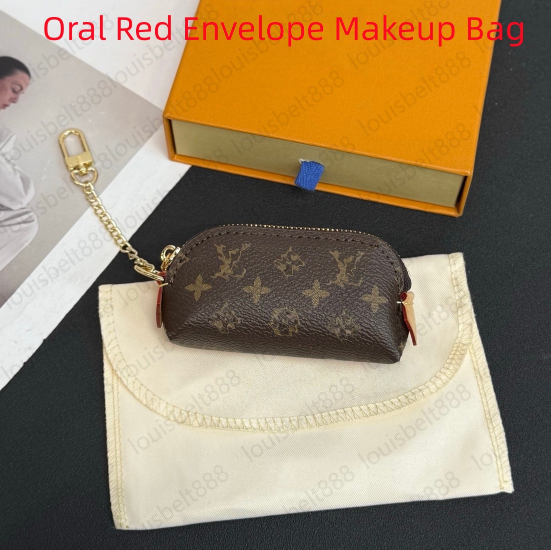 Luxury coin purse cosmetic bag women's monogram high quality mini mouth red envelope pendant decoration lip gloss tubes cases Multiple colors t