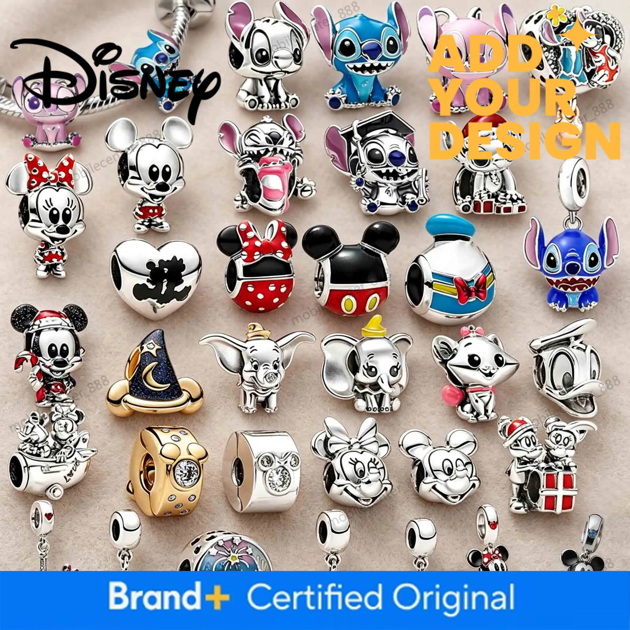 Designer Disney Jewelry Disney Minnie And Mickey Stitch Charm Beads Fit Original Snake Silver Bracelet Necklace Beads For Diy Jewelry Women Gift Lux
