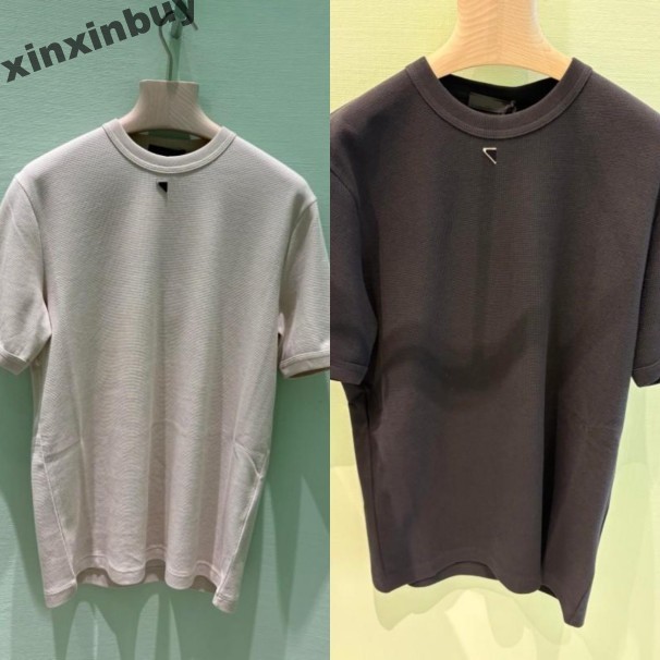 xinxinbuy Men designer Tee t shirt Italy metal label short sleeve cotton women navy blue red green WHITE S-2XL