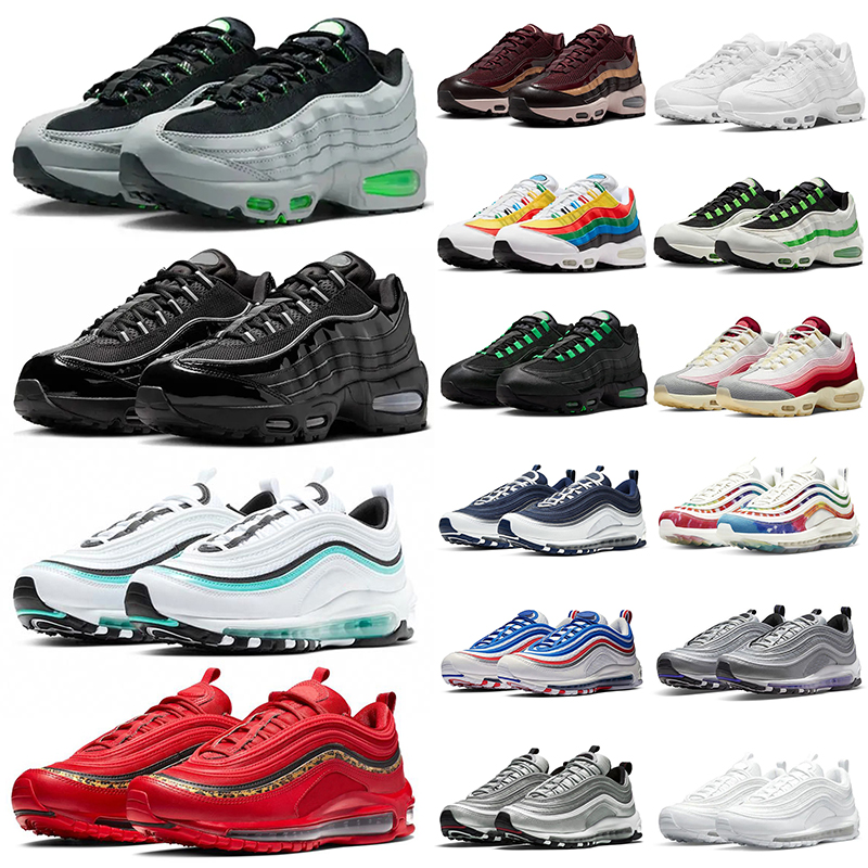 With box designer sneakers tn running shoes mens womens tns 95 triple black white red navy blue pink green brown men 95s 97s tnss outdoor sports tra