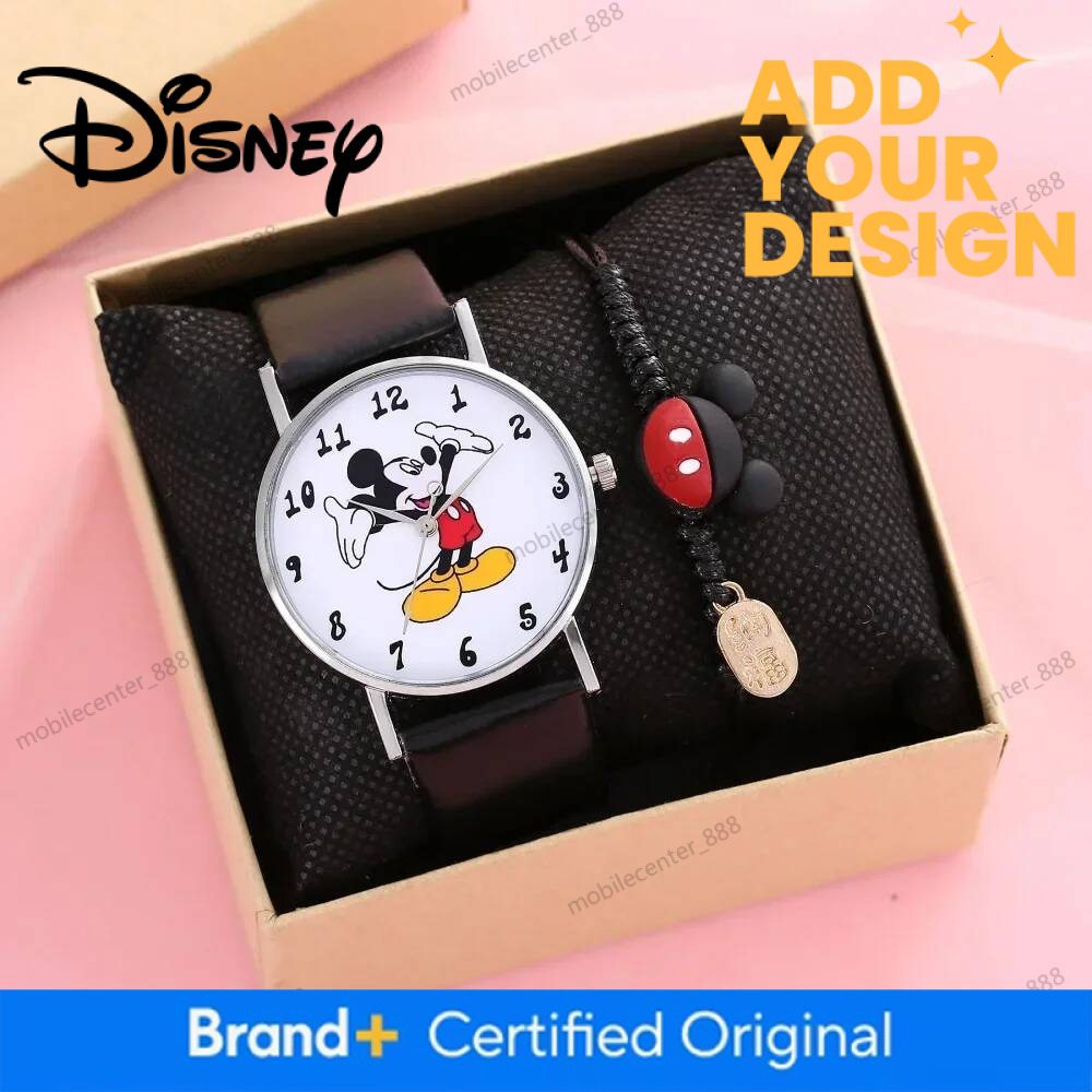 Designer Watch New Disney Womens Children Watch Bracelet Set Gift Box Fashion Mickey Mouse Cartoon Watches For Kids Women Bracelets With Box Luxury