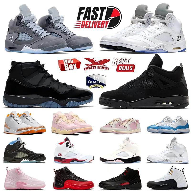 avec boîte 4s 5s 11s 12s Chaussures de basket-ball Blanc Métallisé Université Bleu Gamma Wolf Grey5s Tropical Rose Orange Citrus Cap et Robe Homm