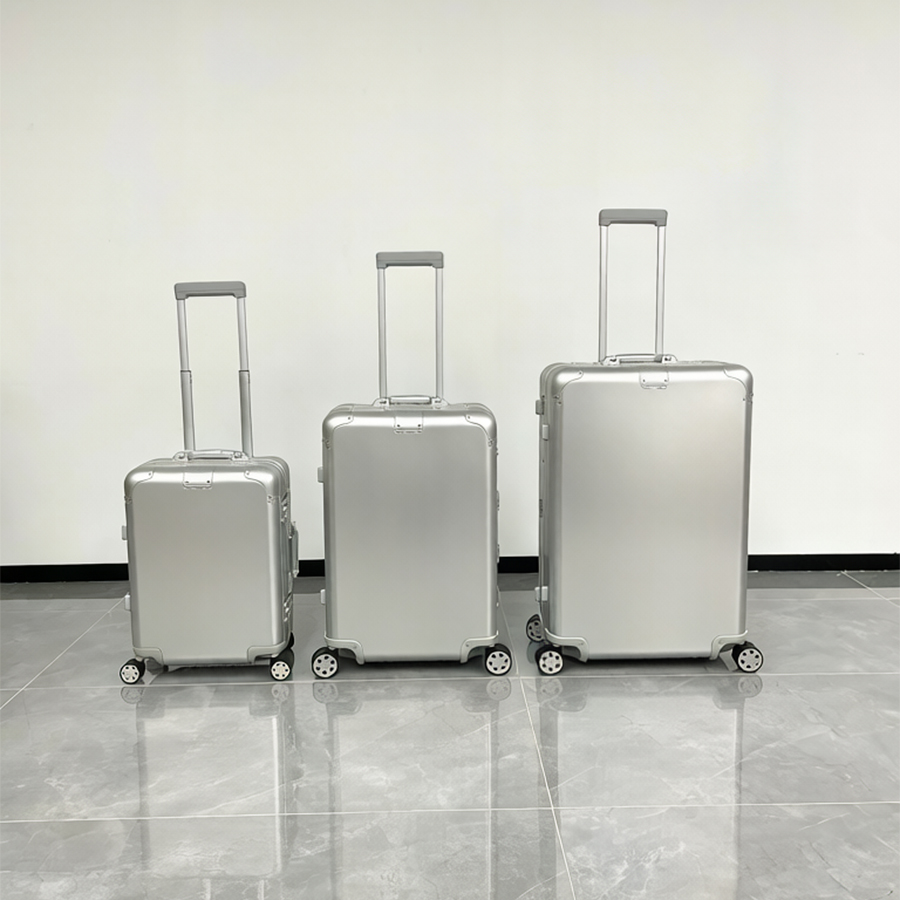 Designer Suitcase Boarding Luggage Rolling Suitcases Aluminium Alloy Boxes Genuine Leather Handle Trolley Case Travel Valise Large Capacity 21/26-image-1041927687