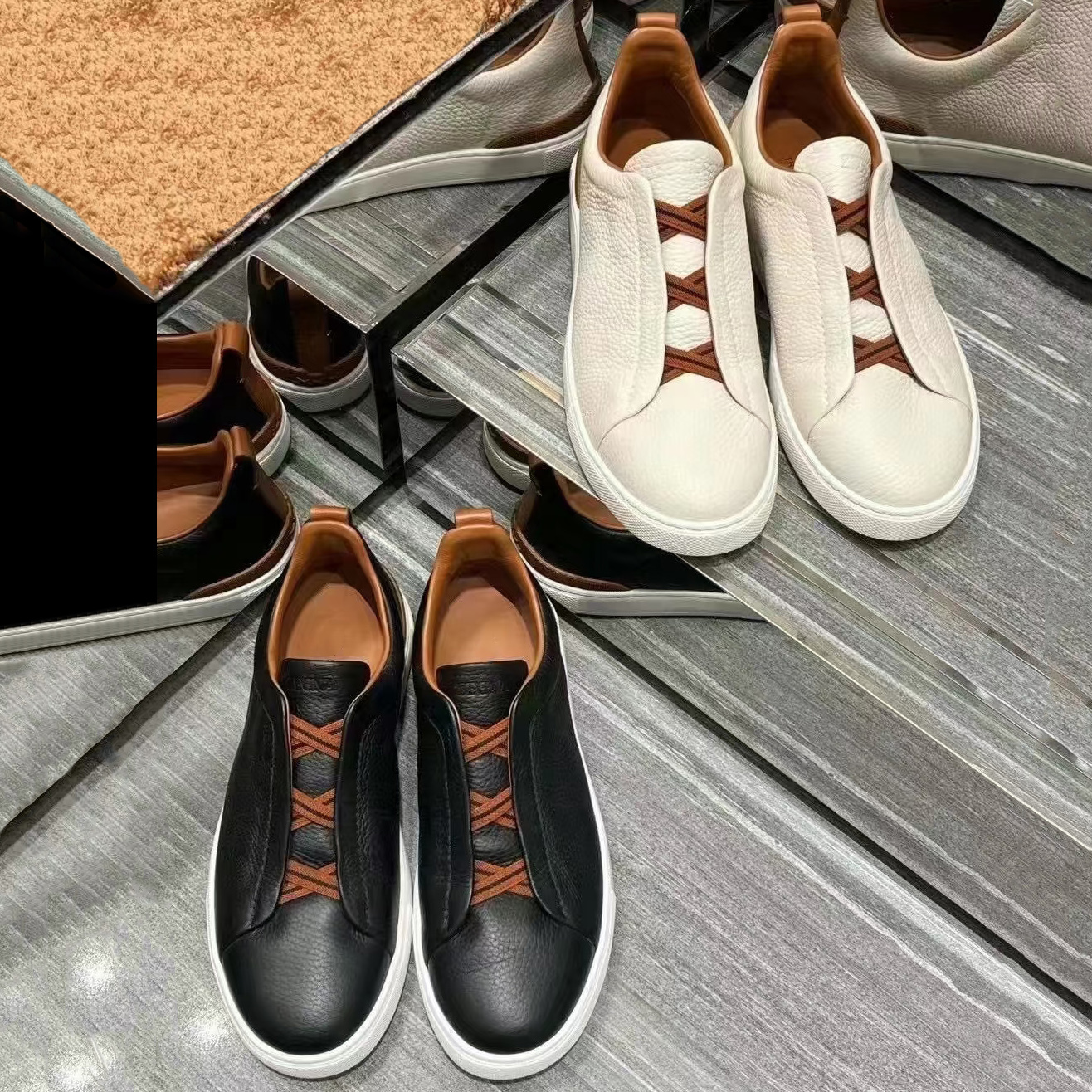 Casual Shoes Triple Stitch Classic Business Men Leather Flats Skateboard Print Lace-up Comfortable Man Non Slip Sneakers Zapatos Hombre eur35-45