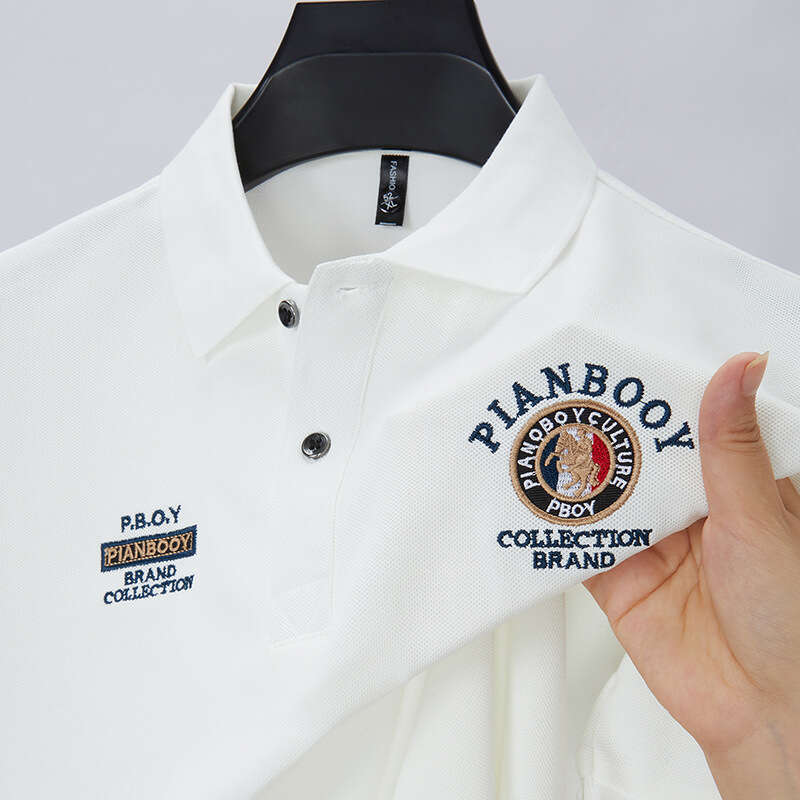 Luxury Brand Designer Clothes 2026 Men's Summer New Short-Sleeve Fashion High-End Business Lapel Embroidered Light Luxury Breathable Polo Shirt