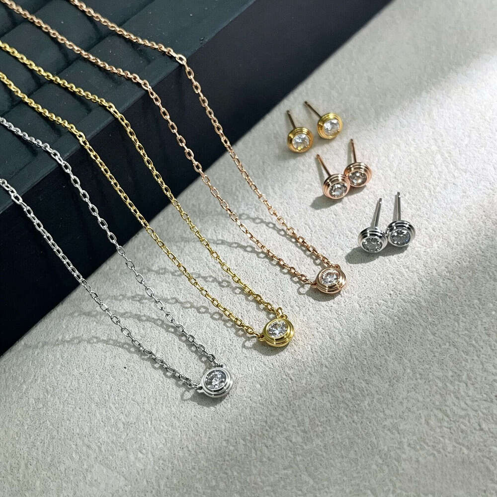 Collier de créateur bijoux femmes Solitaire diamant pendentif soucoupe volante collier Bracelet boucle d'oreille ensemble 925 argent V or léger l