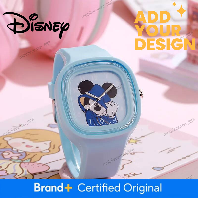 Designer Watch Fashion Blue Mickey Children Watches For Boy Pink Large Square Dial Minnie Women Girls Watch For Kids Students Quartz Clock Luxury