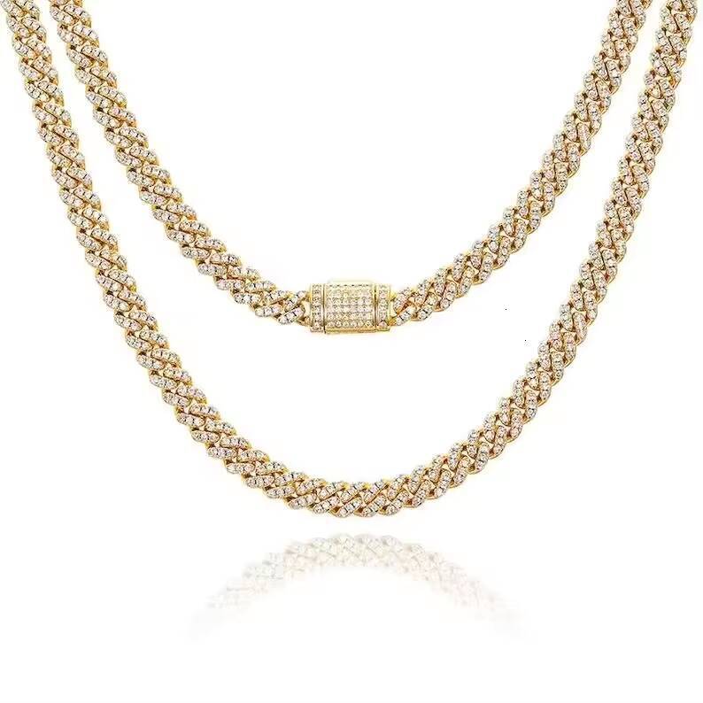 Hiphop Necklace Bling Iced Out 6mm 925 Sterling Silver Miami VVS Moissanite Cuban Link Chain