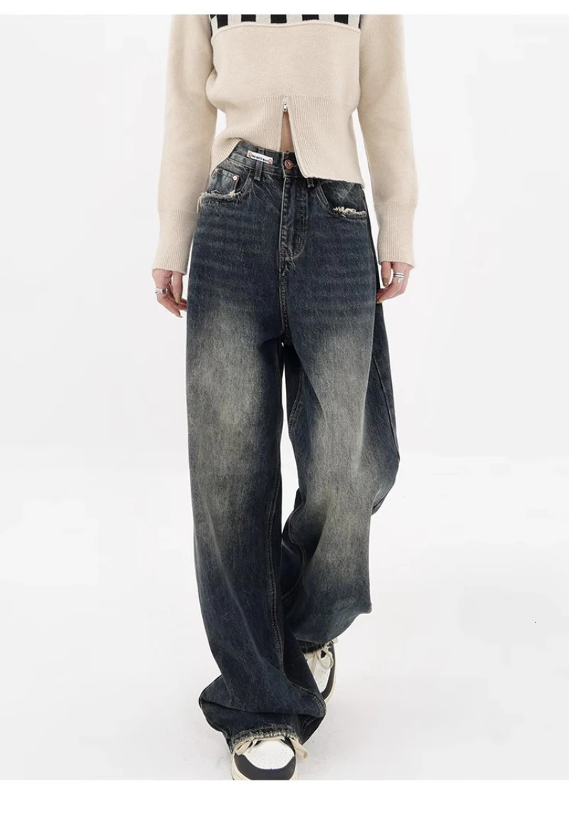 Harajuku Y2K Loose Jeans Womens Streetwear Retro Fashion High Waisted Pants High Street Loose Wide Leg Denim Pants Women 260430