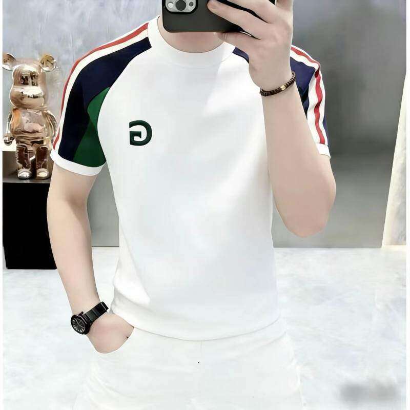 Luxury Brand Designer Clothes Men's High-Quality European Style 2026 Summer Round Neck Mercerized Cotton Short Sleeve T-Shirt Slim Fit Fashion