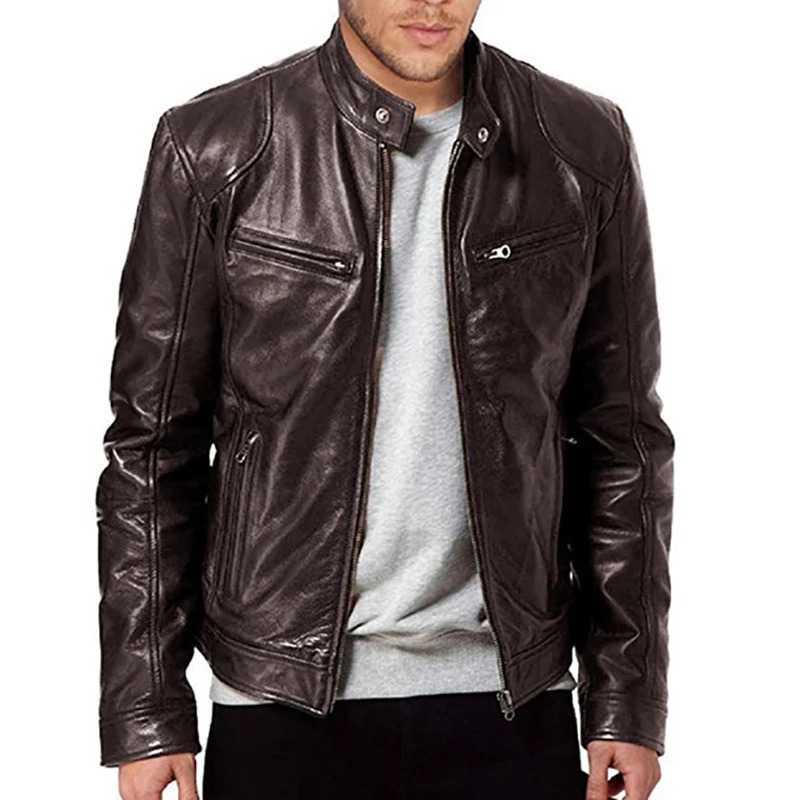 2024 Motorcycle Leather Jackets Man Casual Fashion Coat Slim Fit Lapel PU Autumn Antiwind Male 260430