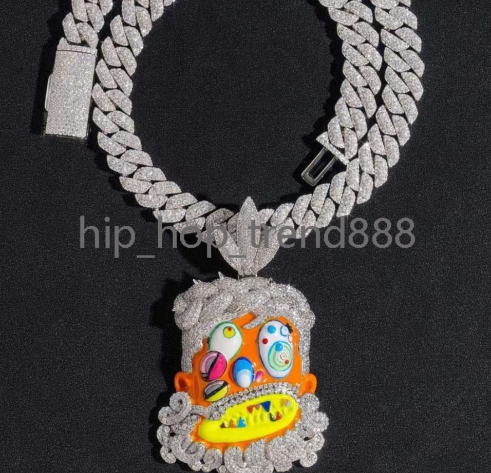 Customized Handset Fashion Enamel Pendant Cartoon Image 925 Sterling Silver Moissanite Jesus Pendants Charm Jewelry