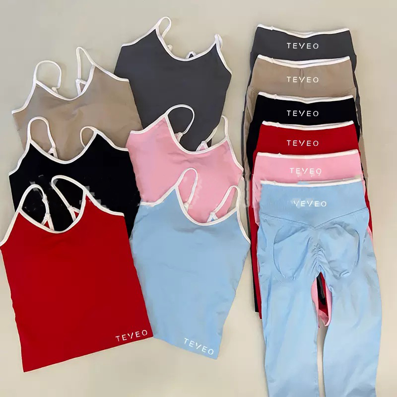 TEVEOSS Yoga Set clothes Womens Sports Bra+Leggings High-End White Striped Low Dance Yoga Outfits Summer Running Fitness Gym Pilates set women cloth