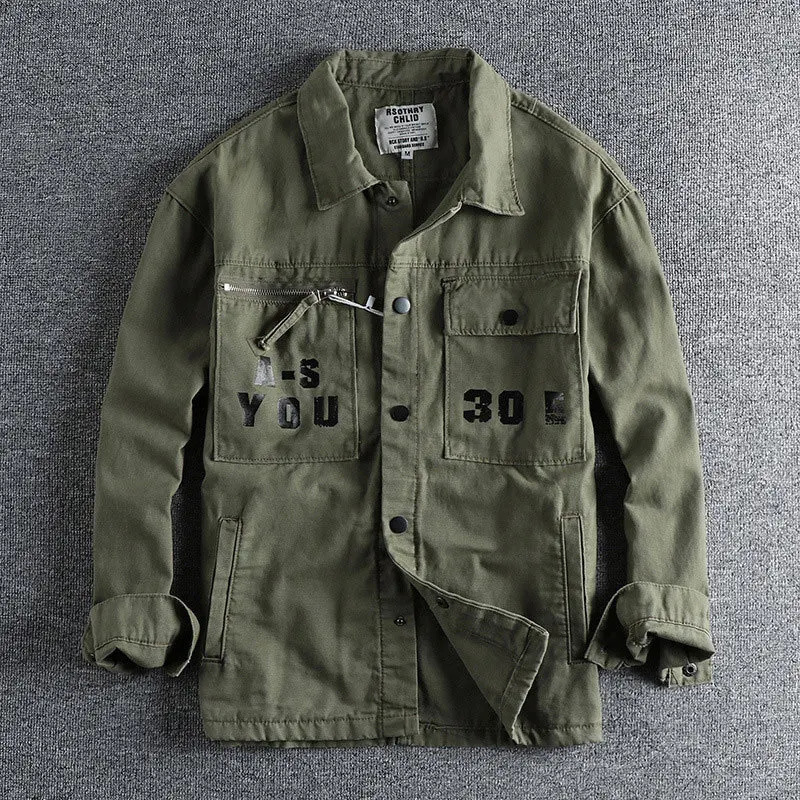 Men Workwear Military Long Sleeve Shirts Cotton Casual Loose Handsome Versatile Male Cargo Washed Big Pocket Woven Shirt Jackets 260427