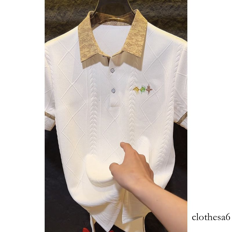 Summer Old Money Style High-End Luxury Men's Embroidered Polo Shirt 2026 Short Sleeve Ins Lapel T-Shirt Top