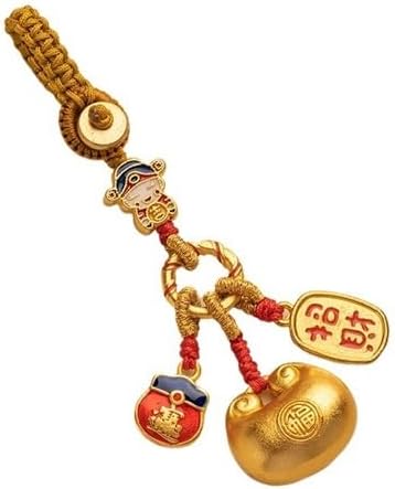 Keychain Clip Car Keychain Gold Ingot Solid Brass Pendant Men's Fortune Pendant, Backpack Pendant Key Decoration Key Chain Hooks-image-1104433496