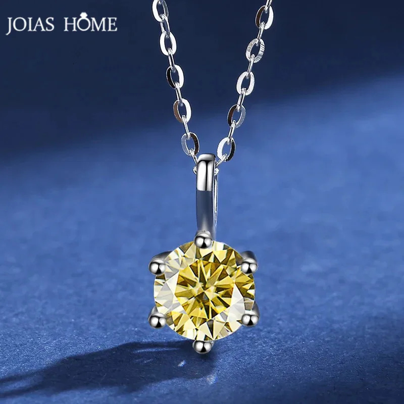 JOIAS HOME Silver s925 1ct D COLRO Round Gemstone Pendant Necklace Simple and Elegant O-Chain Fashion Versatile 260429