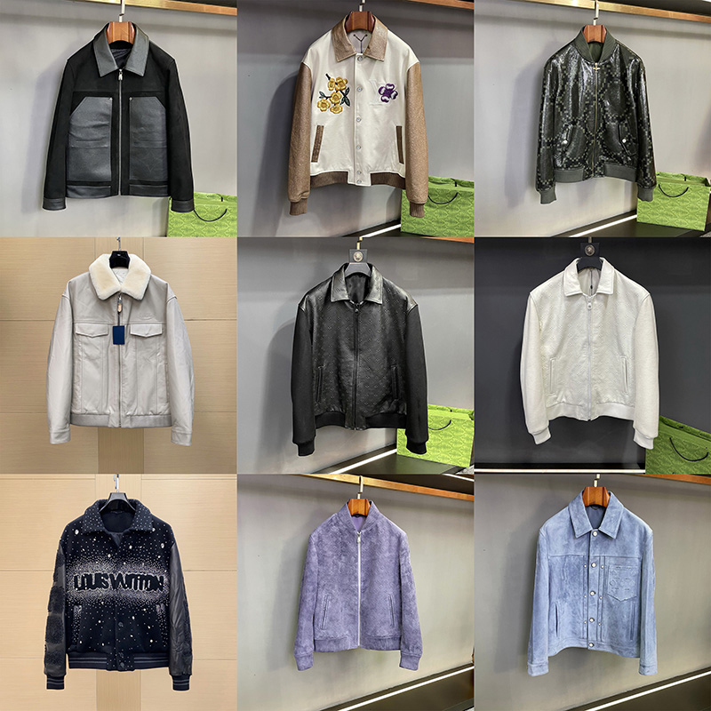 92Colors Men's plus size Luxury Style Genuine Leather Jacket, Unisex Genuine Leather Bomber Piana Jacket , Embroidered Detail Loose Fit Streetw