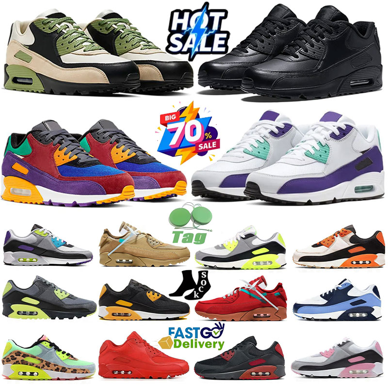 Designer Running 90 Shoes Trainer Sneakers Mens Women Sports Shoes Triple White Black Red blue Wolf Grey Polka Dot Total Orange Laser Blue Runner Hy